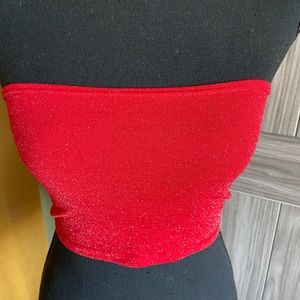 Red Sparkly Tie Up back Detail
